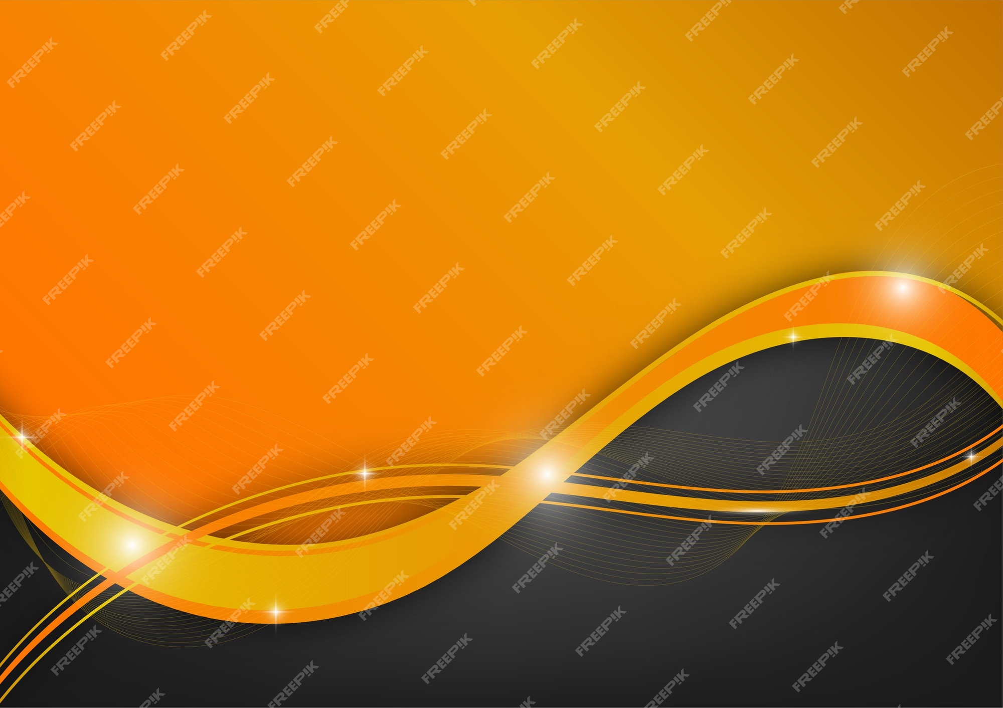 Premium Vector Orange And Black Wave Abstract Vector Background With Copy Space