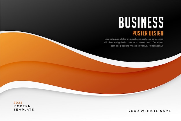 Free vector orange and black wave background presentation