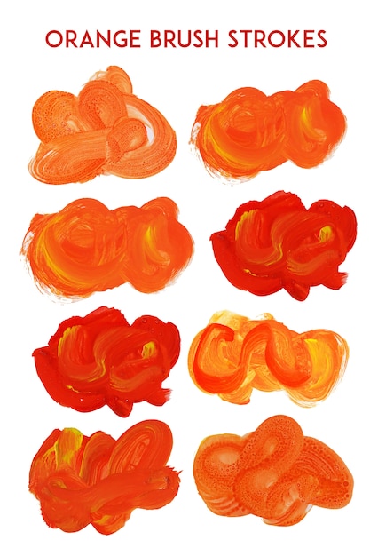 Free vector orange brush strokes collection