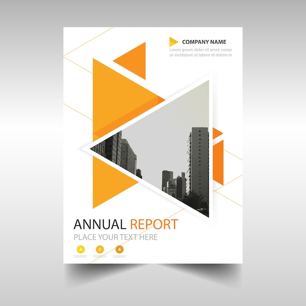 黄色の創造的な年次報告書の表紙のテンプレート