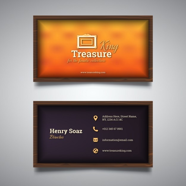 Free vector orange business card with shadows