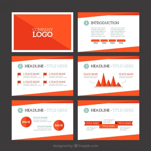 Free vector orange business presentation with infographic elements