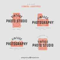 Vettore gratuito collezione logo della fotocamera arancione