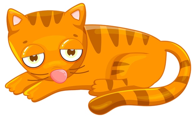 Free vector an orange cat laying down cartoon animal