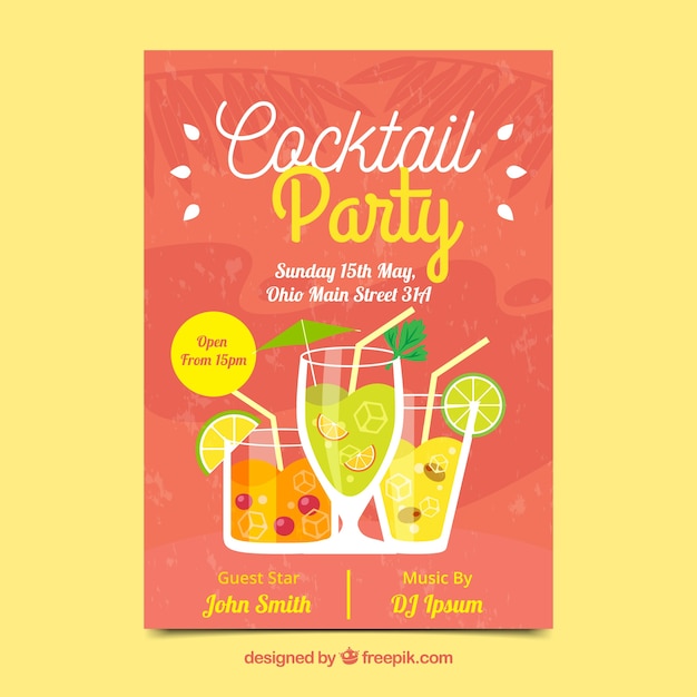 Free vector orange cocktail party poster