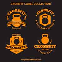Free vector orange crossfit label collection