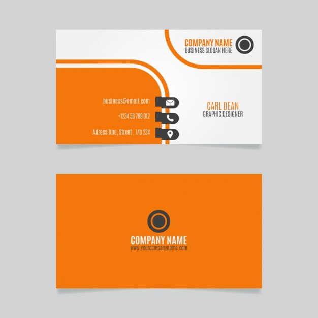 Orange curvy business card design