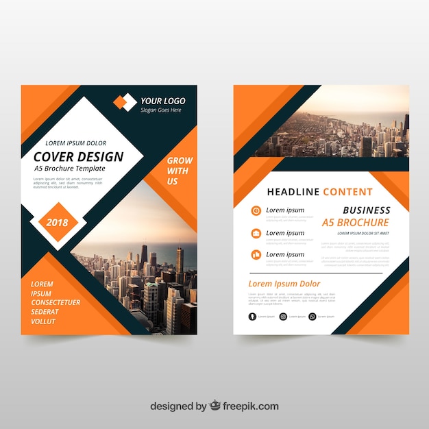 Orange and dark business brochure
