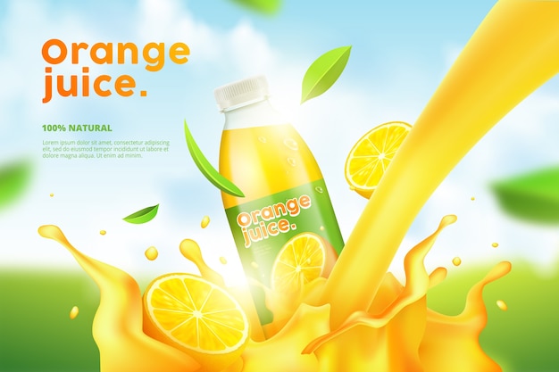Free vector orange drink bottle ad