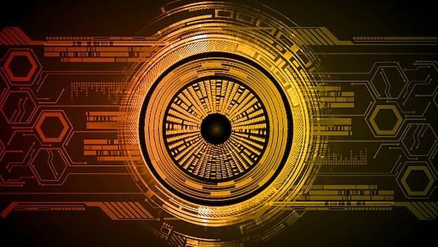 Orange eye cyber circuit future technology concept background