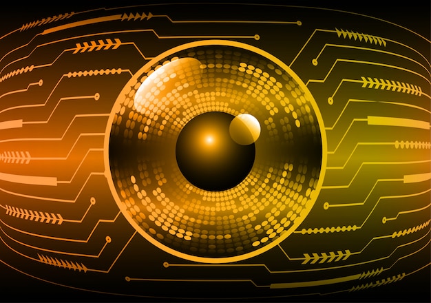 Orange eye cyber circuit future technology concept background