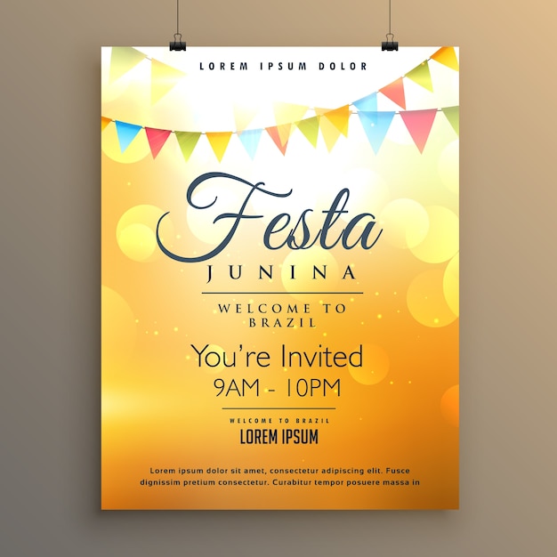 Orange festa junina poster template free vector download