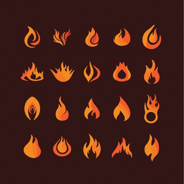 Бесплатное векторное изображение Коллекция оранжевого пламени