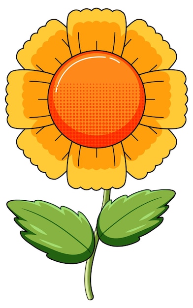 Бесплатное векторное изображение Оранжевый цветок с зелеными листьями