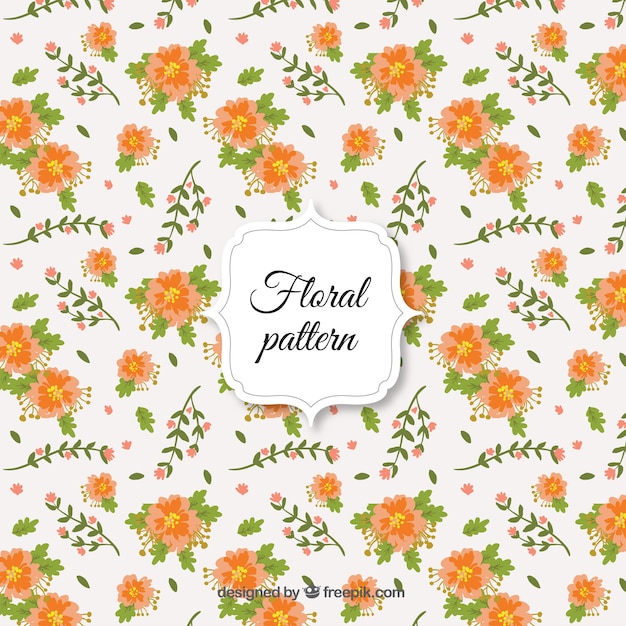 Orange flowers and leaves pattern