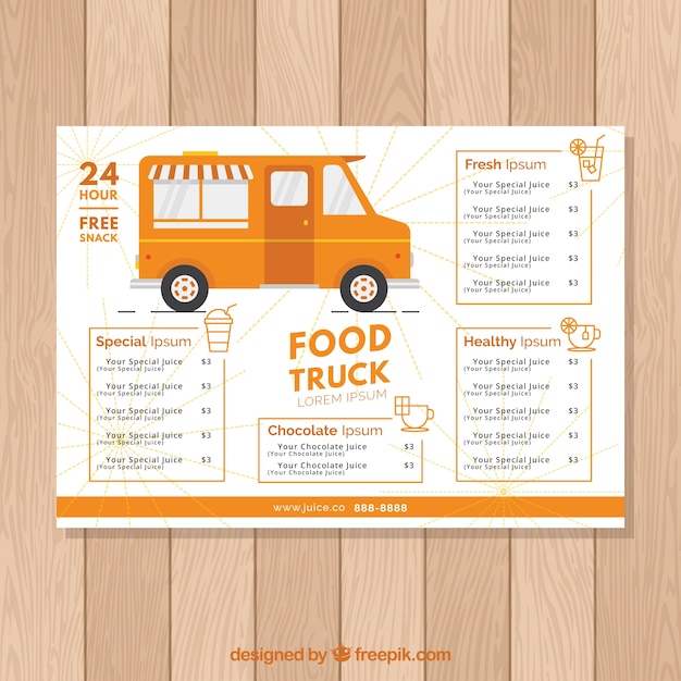 orange food truck menu template