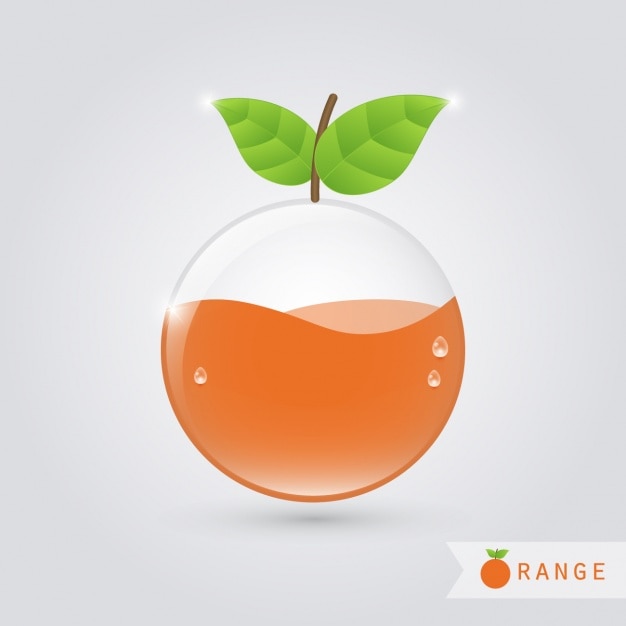オレンジ色の液体とオレンジのガラス