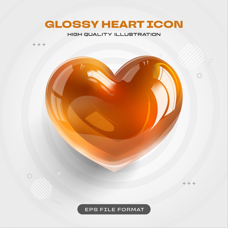 मुफ़्त वेक्टर orange glossy heart icon 3d render illustration