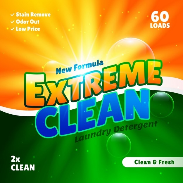 Free Vector orange and green packaging for cleaning products