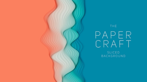 От оранжевого до зеленого бумажных слоев. 3D абстрактный градиент papercut. Красочная концепция формы оригами.