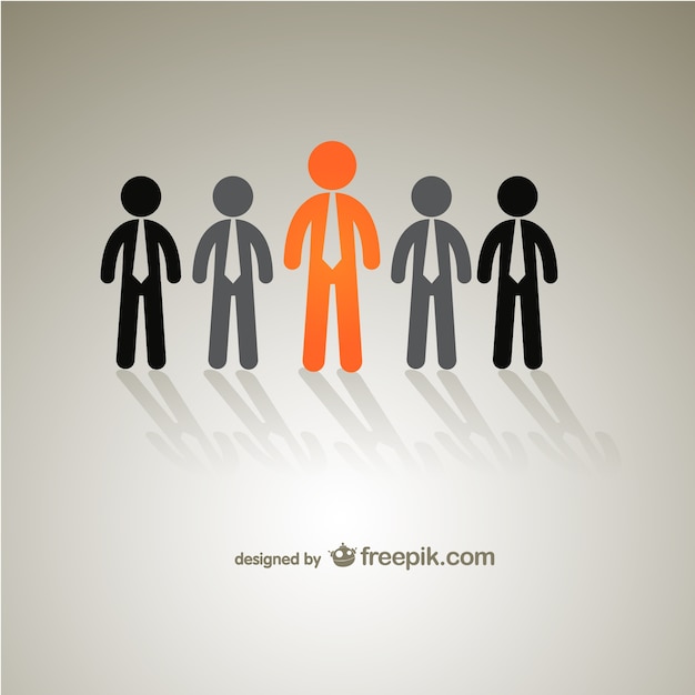 Orange and grey businessmen silhouettes