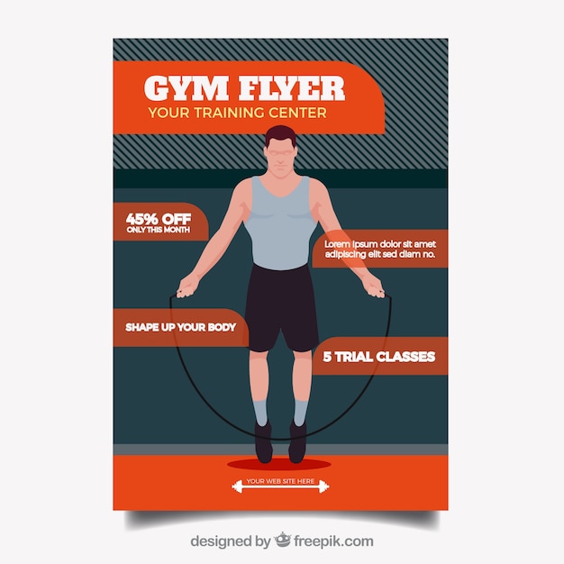 Free vector orange gym flyer template