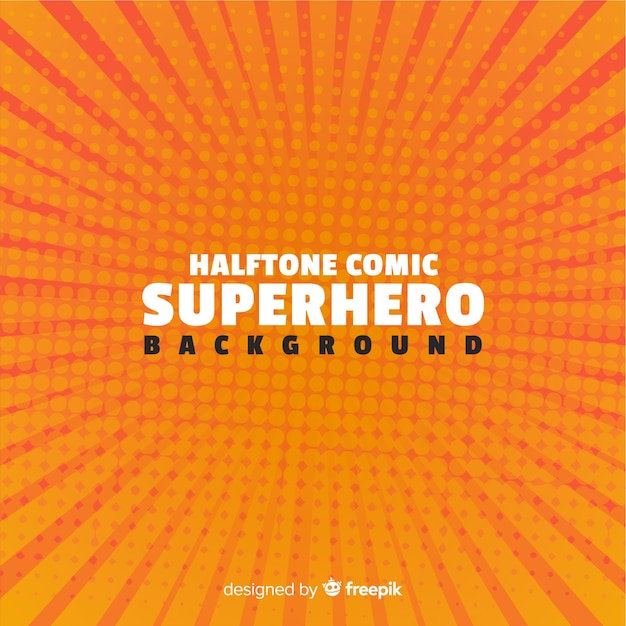 Orange halftone superhero background