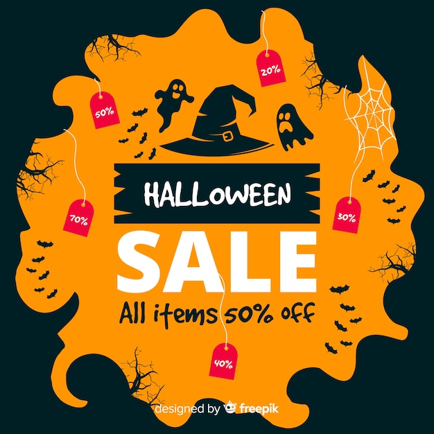 Free vector orange halloween sale background