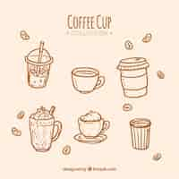 Free vector orange hand drawn coffee cup collection