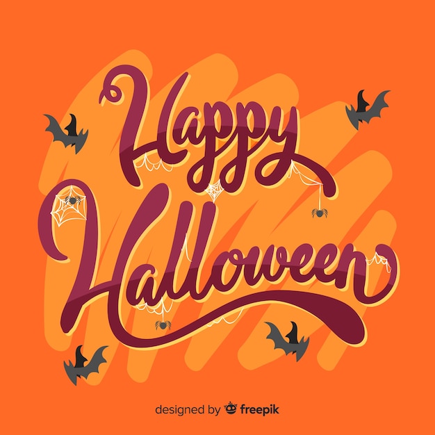 Free vector orange happy halloween lettering