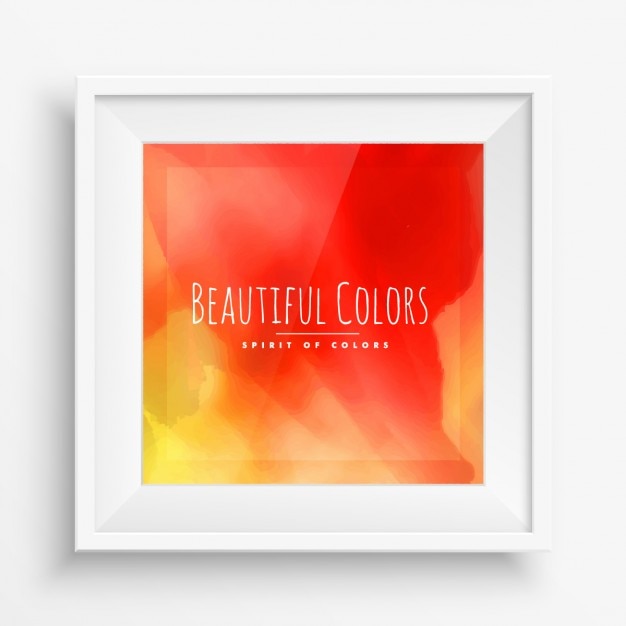 Free vector orange ink background with realistic white frame