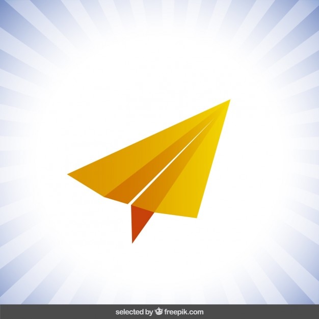 Orange isolated paper plane