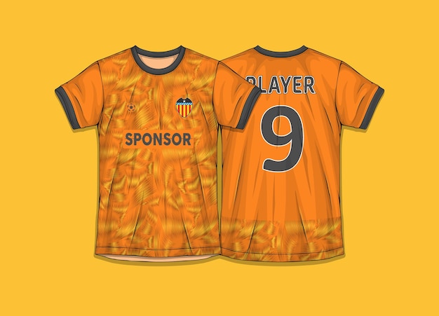 A orange jersey with the word sponsor on it