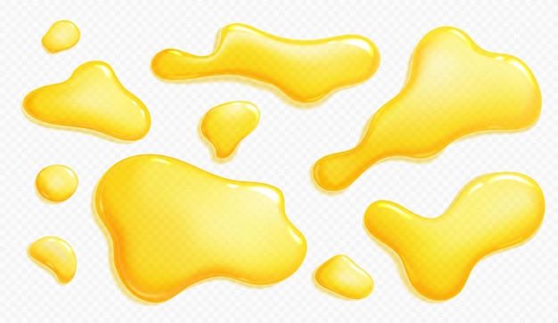 Free vector orange juice honey or oil spills and drops