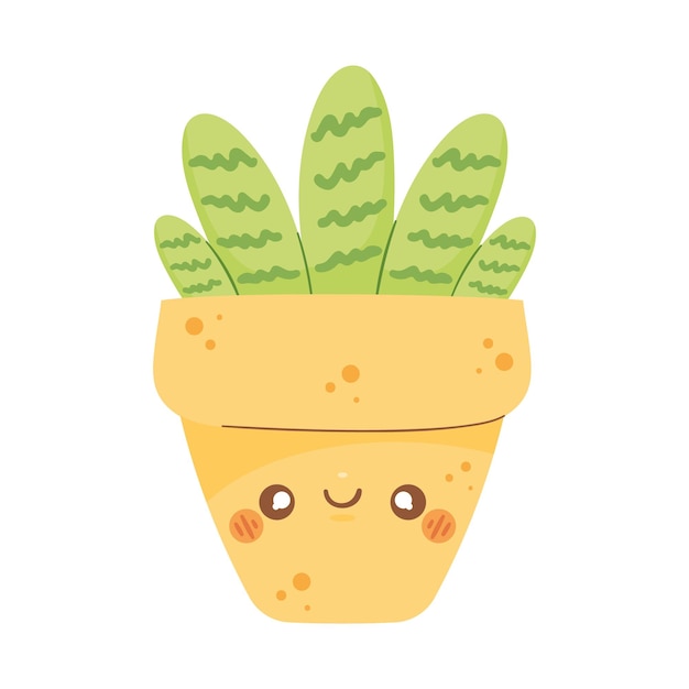 Free vector orange kawaii plant pot