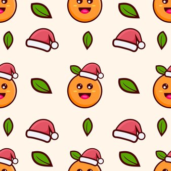 オレンジ色​の​マスコット​は​帽子​の​クリスマス​パターン​の​デザイン​を​使用します