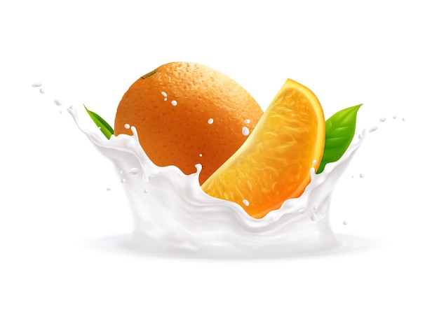 Иллюстрация брызг апельсинового молока