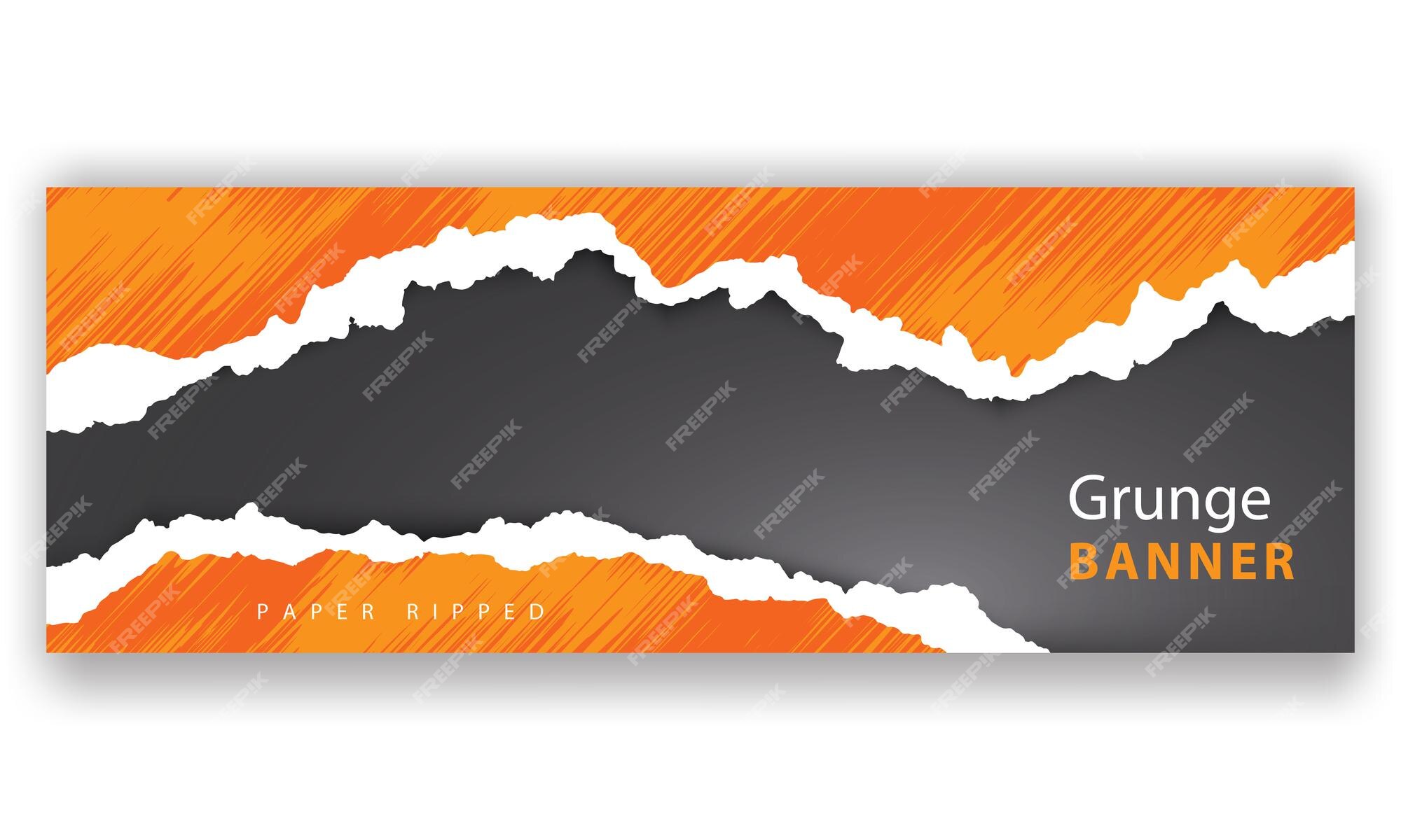 Orange Ripped Paper Banner Template Stock Illustration - Download