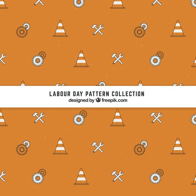 Orange pattern with labour day elements