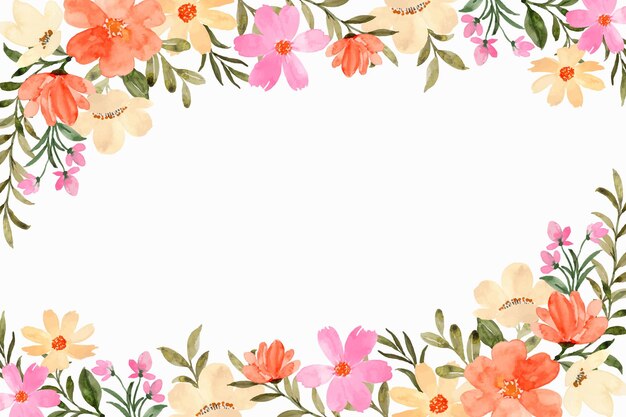 Orange peach floral watercolor background