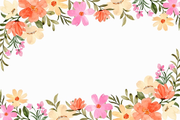 오렌지 복숭아 꽃 수채화 배경