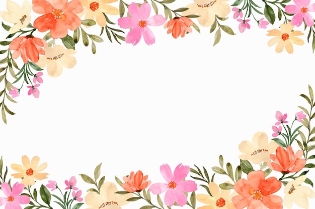 Orange peach floral watercolor background