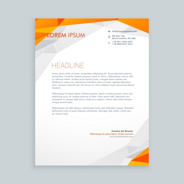 Orange polygonal business letterhead