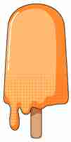 Free vector orange popsicle melting on stick