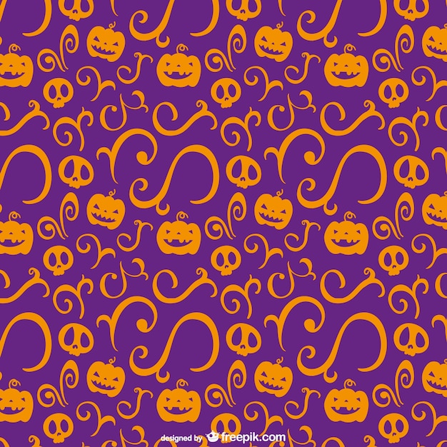 Free Vector orange and purple halloween pattern