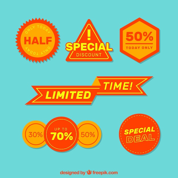 Бесплатное векторное изображение Оранжевая рекламная наклейка