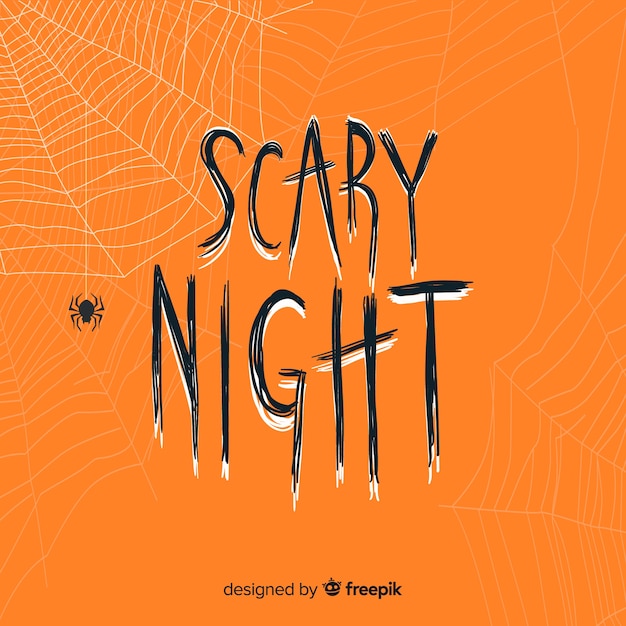 Orange scary night lettering with spiderweb