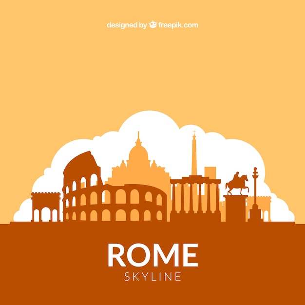 ローマのオレンジ色のスカイラインデザイン