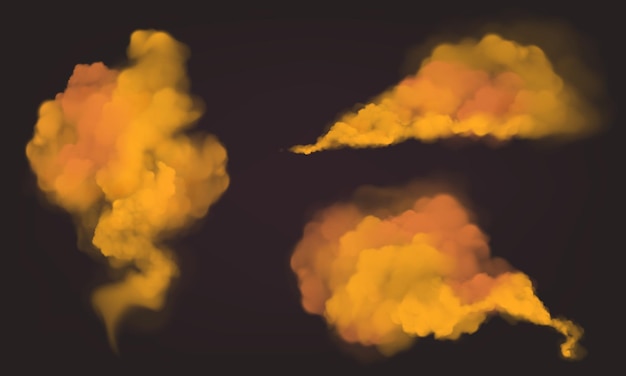 Orange smoke clouds color dust or powder splashes