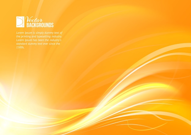 Orange smooth light lines background